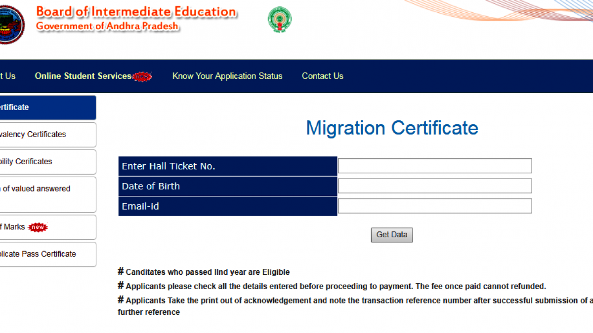 Board Of Intermediate Education Ap Migration Certificate Online Board Poster
