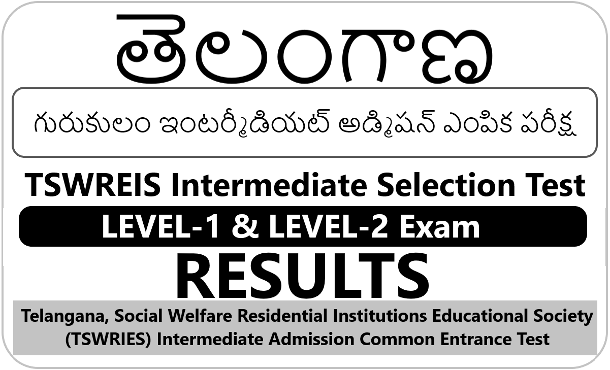 TS Gurukulam Inter Admission Test Result 2024, TSWREIS Inter Selection Test Result 2024