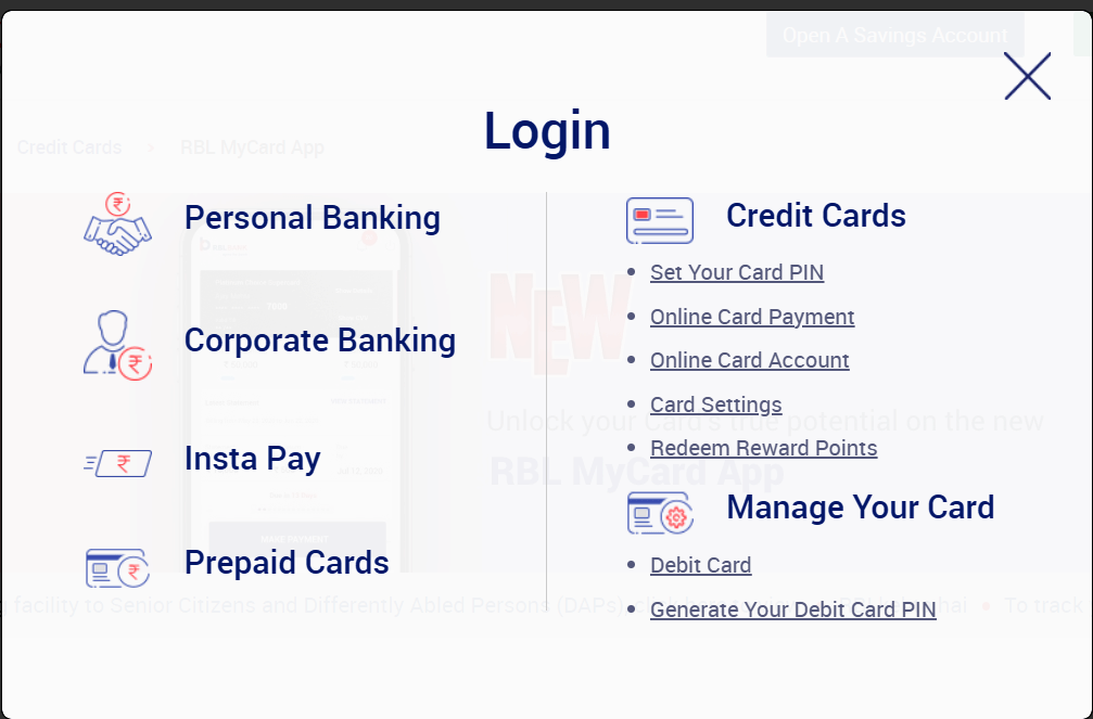 Reset RBL Bank Net Banking Password